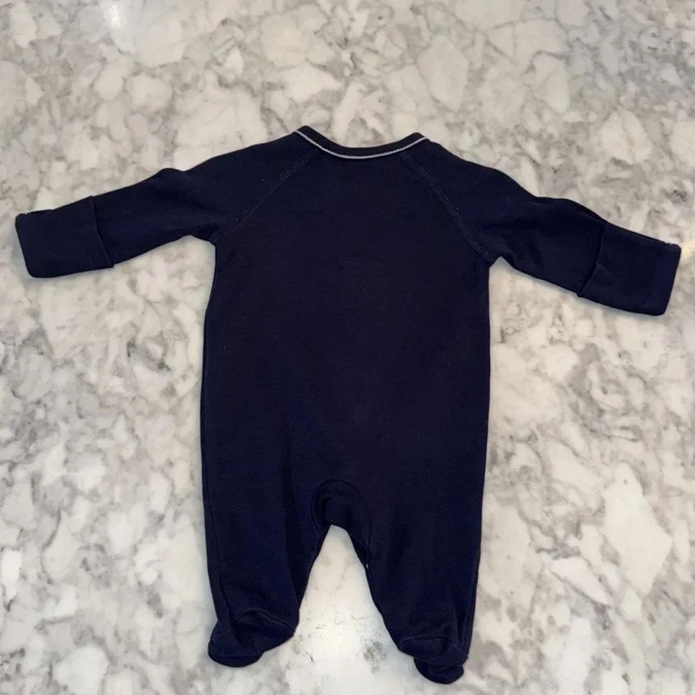 POLO RALPH LAUREN NAVY COTTON FOOTIE NB